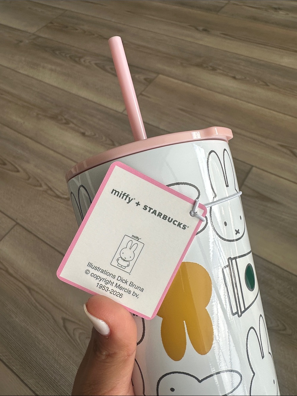 2026 Starbucks Miffy Bunny Tumbler in White with Pink Lid - Picture 3 of 3